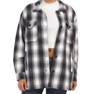 Lucky Brand Black & White Plaid Shacket Size Large
